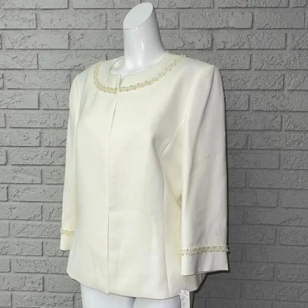 Alex Marie Ivory Faux Pearl Jacket Size 12 NWT